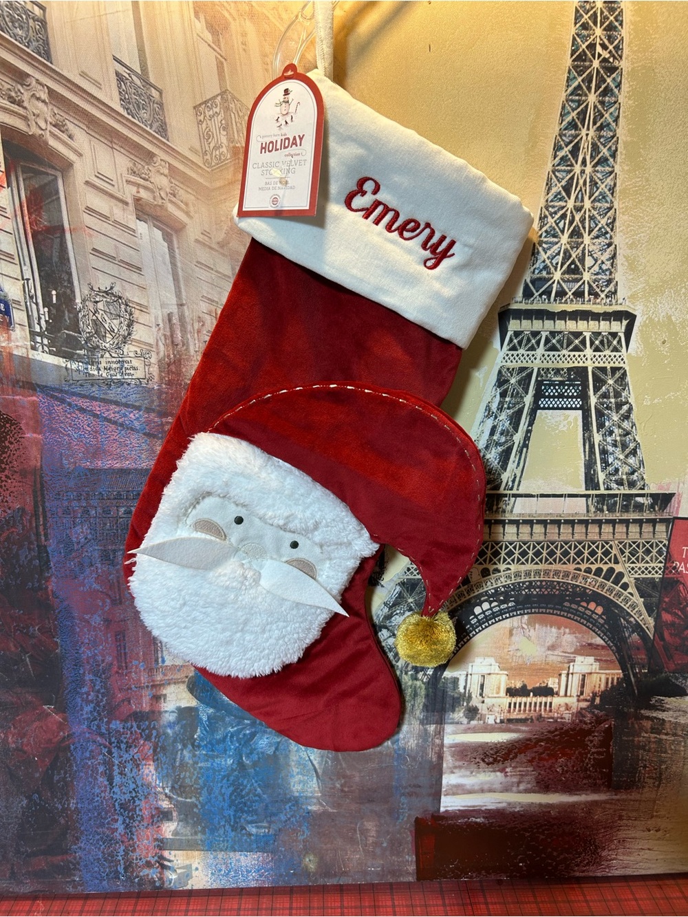 Pottery Barn stocking Emery Christmas red velvet NWT classic new kids 20”